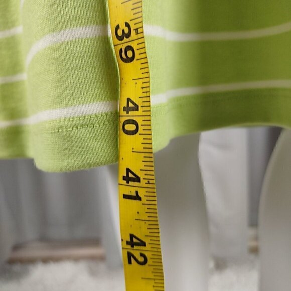 Lauren Ralph Lauren Womens 100% Cotton Green White Striped Midi Dress Size M - Picture 6 of 10